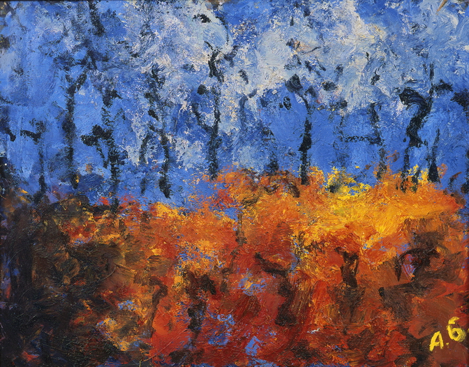 Экспозиции: Арон Бух. Осенний пейзаж 2000, Оргалит, масло
