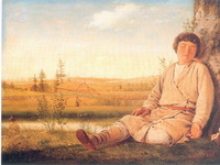 Экспозиции: А.Г.Венецианов. Спящий пастушок. Между 1823 и 1826. Дерево, масло. 27, 5х36,5
