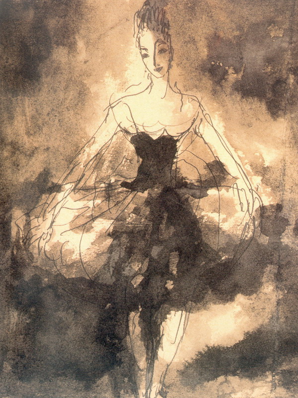 Экспозиции: М.К. Соколов. Балерина. 1930-е. Бумага, тушь. 20,1х16,4
