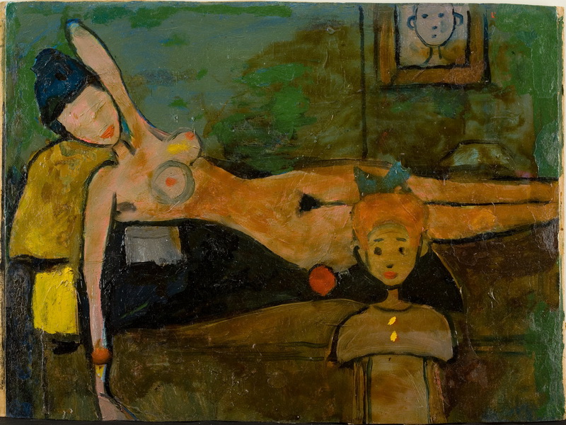 Экспозиции: Лежащая обнаженная с девочкой. Картон, масло. 35х51. Собрание семьи художника
