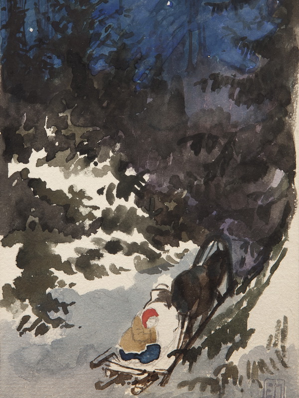 Экспозиции: Зимняя ночь. 1888. Эскиз иллюстрации к сказке Деде Мороз.
