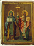 Икона Св. равноапостольные Кирилл и Мефодий, автор: Григорий Журавлев, 1885г
