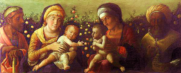 Экспозиции: Андреа Мантенья. Святое семейство со святыми Елизаветой, Иоанном Крестителем и Захарией. 1504-1506, Мантуя
