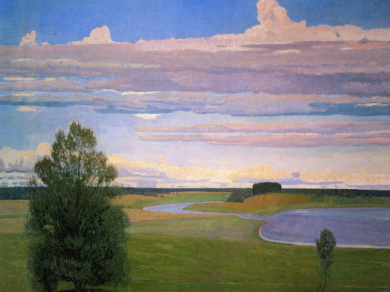 Экспозиции: В. Сидоров (Москва).  Плывут над землею облака. 1985. Холст, масло
