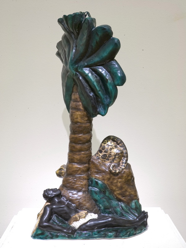 Экспозиции: Фрих-Хар И.Г. Негр под пальмой. 1929 Торшер. Фаянс, роспись, позолота
