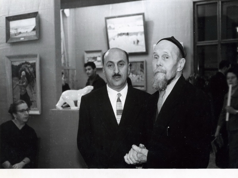Экспозиции: Б. Я. Воробьёв с В. А. Ватагиным на выставке в Москве,  1961 г
