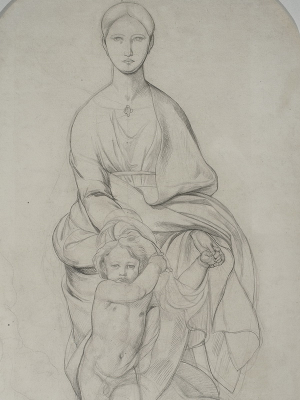 Экспозиции: Бруни Г.У. Богоматерь с младенцем. 1830-е начало 1840-х. Бумага, итальянский карандаш.
