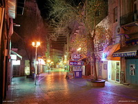 Деревья Иерусалима в ночи - ночной Иерусалим
