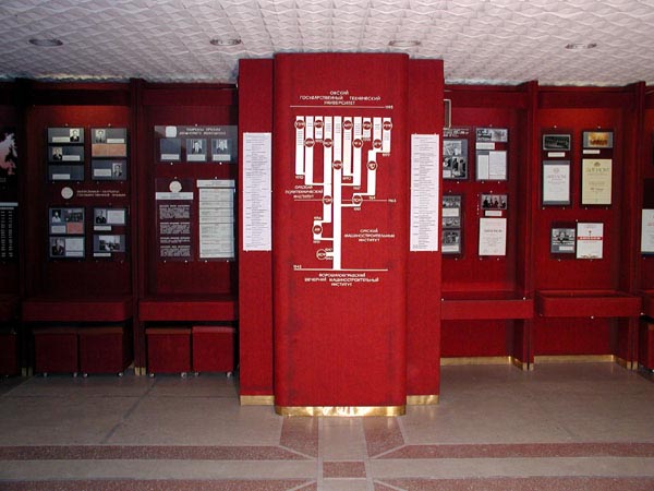 Экспозиции: Фрагмент правого крыла музейной экспозиции (древо истории университета)
