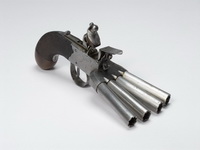 Экспозиции: Пистолет кремневый четырехствольный.  Англия, сер XIX в
