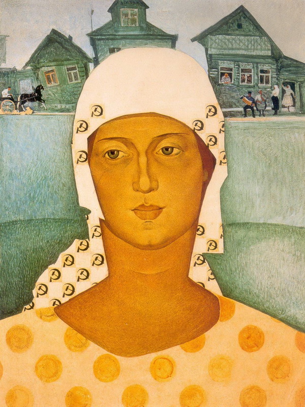Экспозиции: Н.А.Ионин. Женщина в платочке. 1925. Бумага, акварель. 55,5х44
