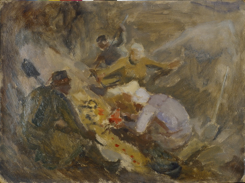 Экспозиции: На раскопках кургана. Эскиз. 1954
