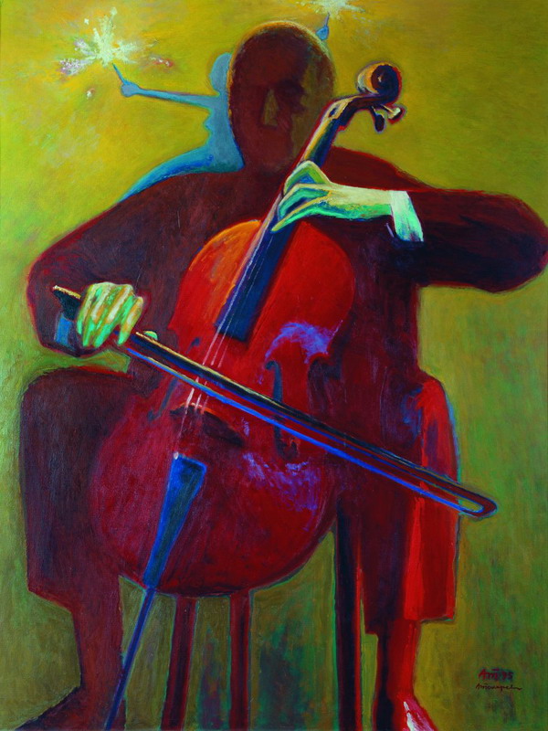 Экспозиции: Большой виолончелист. 1995. Х. м. 165 х 130 см
