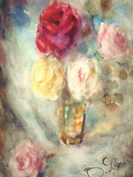 Экспозиции: Вера Леонидовна  Яснопольская Натюрморт с цветами, 1950-е, бумага акварель, 43х32
