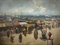 Базар у пристани в Архангельске.  1896
