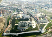 Здания и сооружения: Панорама Казанского Кремля с высоты птичьего полета

