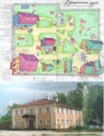 План усадьбы и деревянный дом музея Верещагиных
